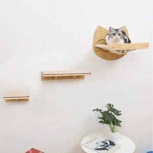 Wall-Mounted Cat Shelves with Cat Perch